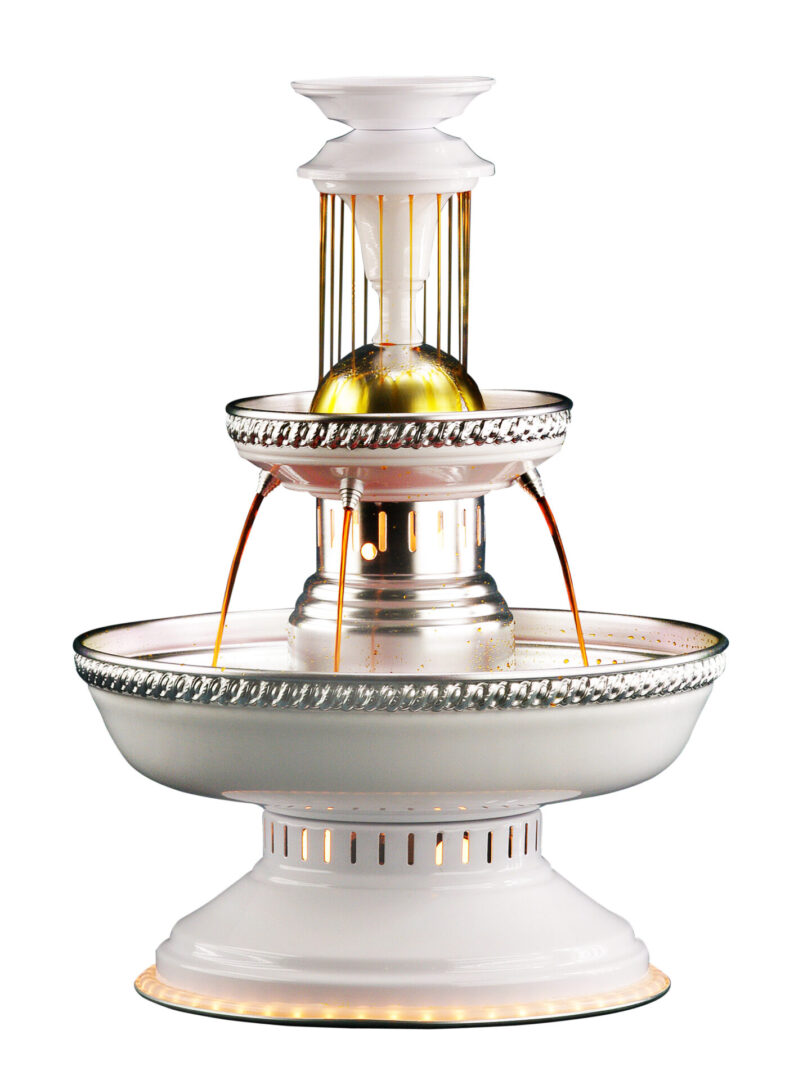 White Prince Beverage Fountain with Golden and Silver Trim Options