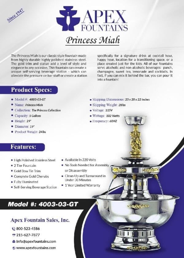 Product Details of Princess Miah Fountain, Add to Cart