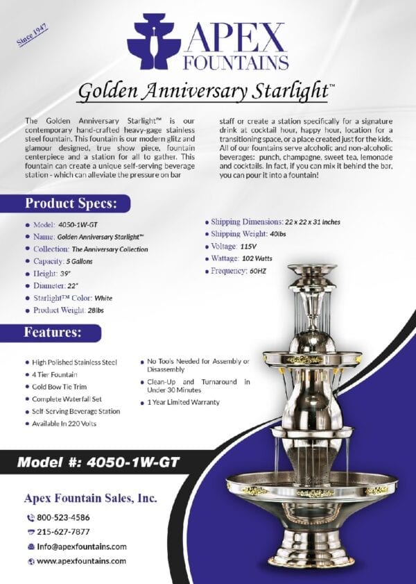 The Golden Anniversary Starlight, Model Number 4050 1W GT