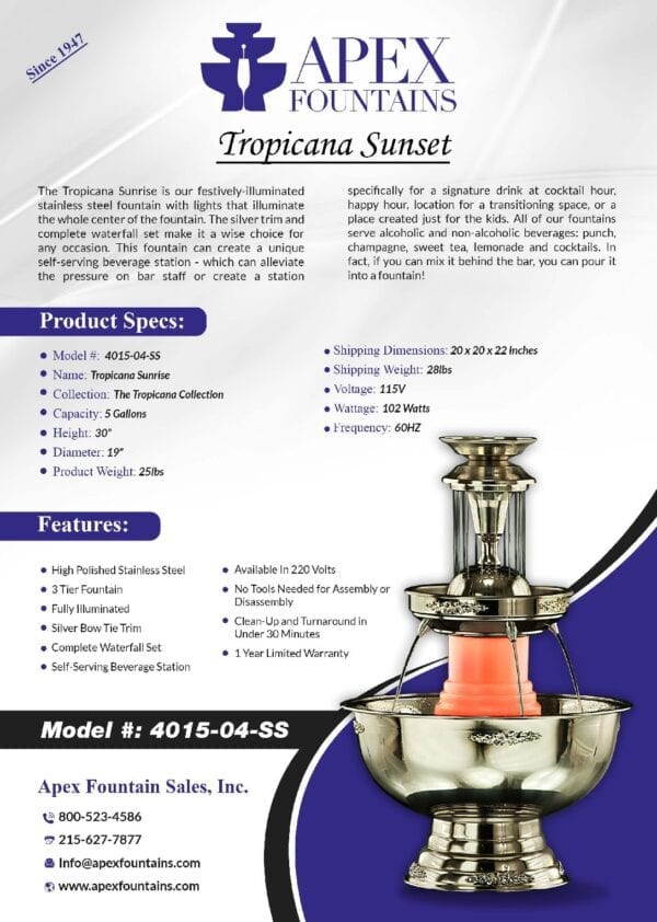 Product Details of The Tropicana Sunrise Fountain