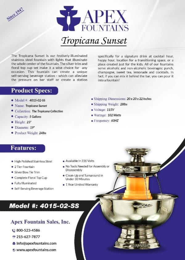 Product Details of The Tropicana Sunset Fountain