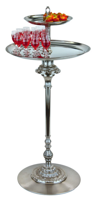 Liberty Stand Saturn Two Tiered Tray Nickel Plated Silver