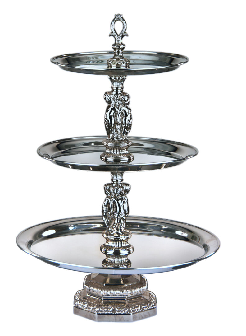 Donatello Tiered Tray with Brass Plated Gold Column Finish